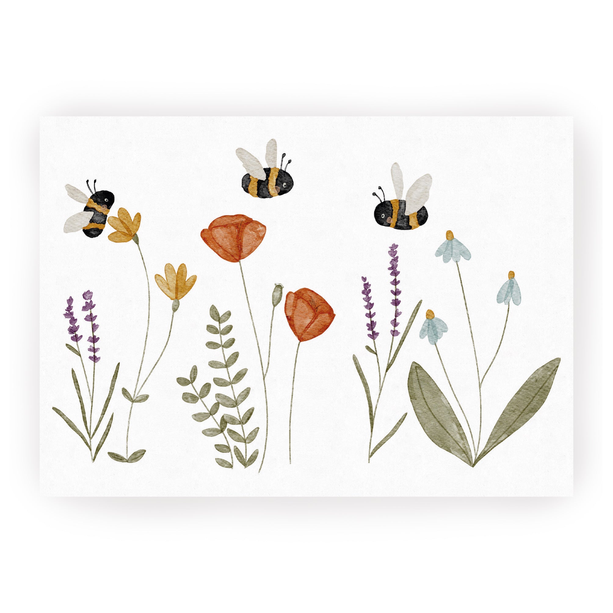 Postkarte Wiesenblumen & Hummeln